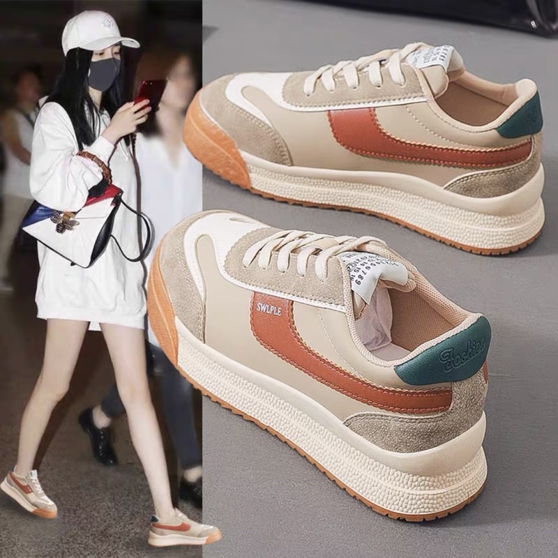 Giày Thể Thao Sneaker Nữ Vạch Nâu Chất Đẹp Siêu Nhẹ