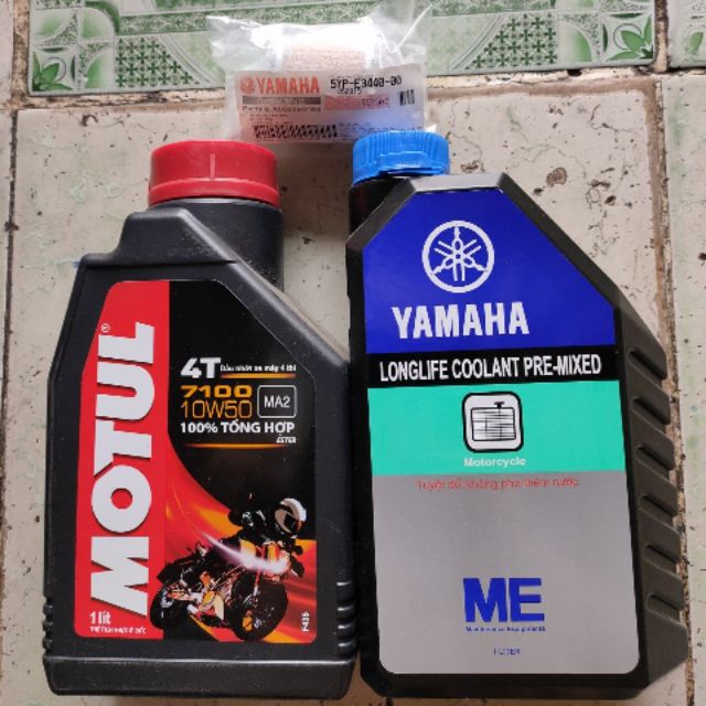 Combo Nhớt Motul 7100 + nước mát Yamaha + lọc nhớt Exciter chính hãng