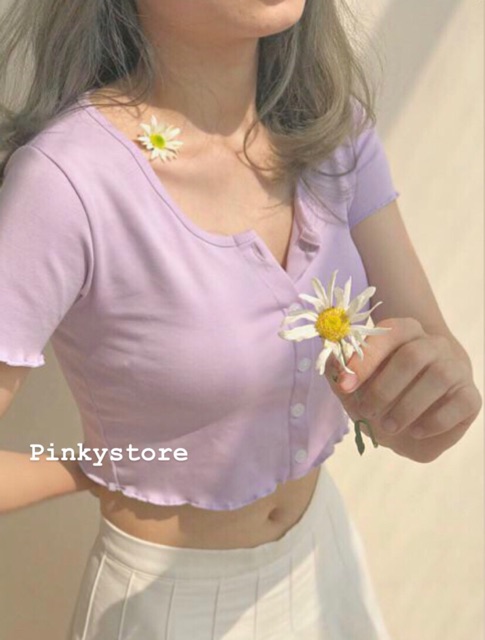 [Mã 11FASHIONSALE1 giảm 10K đơn 50K] (Ảnh chính chủ) Áo croptop nút 2 màu giới hạn | BigBuy360 - bigbuy360.vn