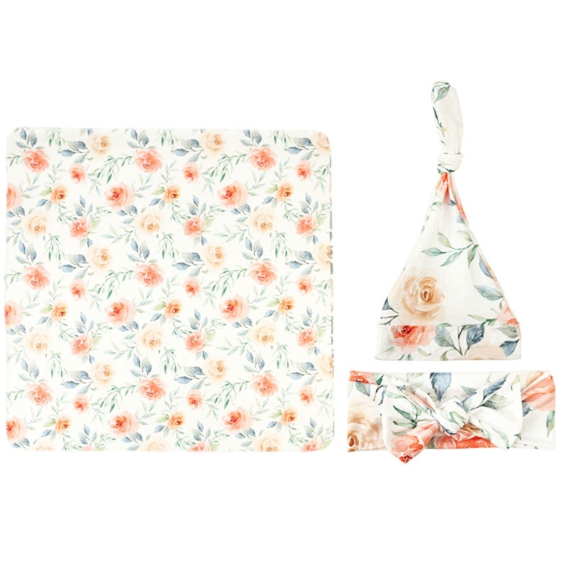 Set 3 Khăn Quấn Em Bé In Hoa Dùng Làm Đạo Cụ Chụp Ảnh Nghệ Thuật