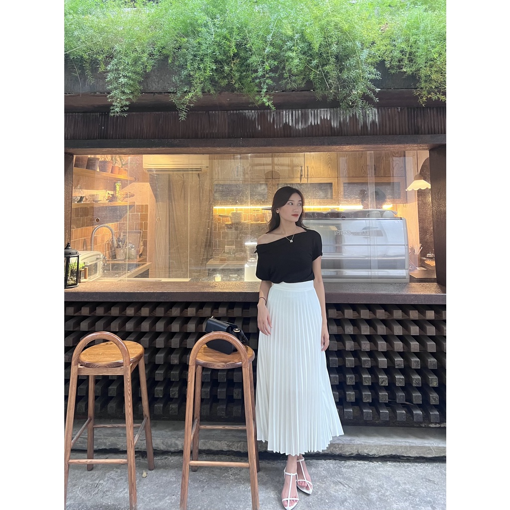 COOLEE - CHÂN VÁY XẾP LY XOÈ QUẠT DÁNG DÀI MIDI 90cm CAO CẤP - KHOÁ SƯỜN - CẠP ĐAI