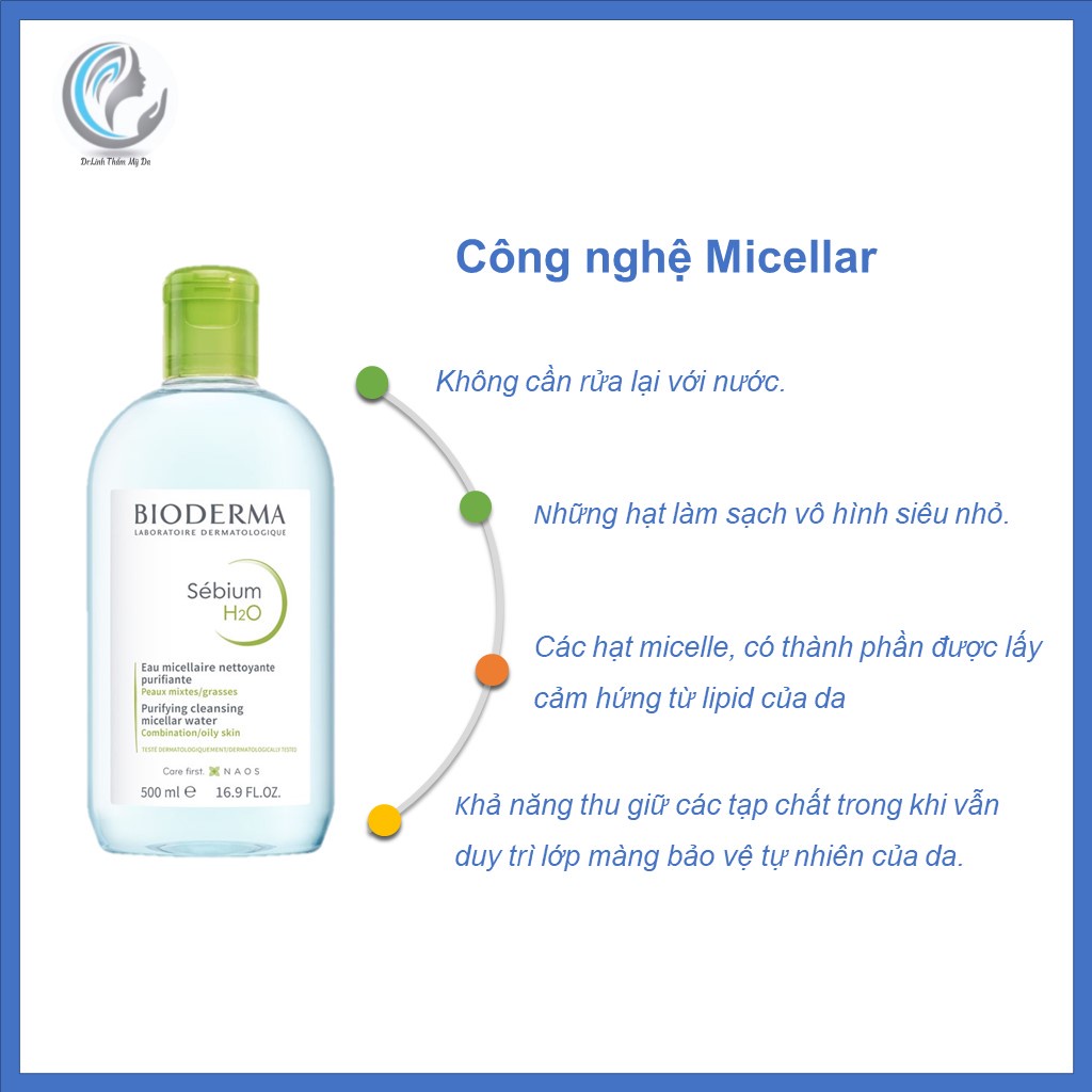 Nước tẩy trang Bioderma Sebium H2O cho da dầu mụn TT01