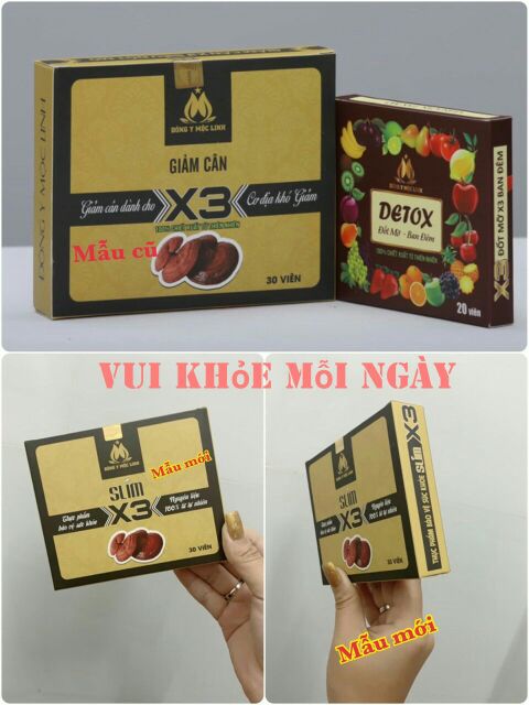 Combo 5 hộp Giảm Cân Đông Y Mộc Linh X3 (30v) + tặng kèm 5 hộp detox ban đêm 20v