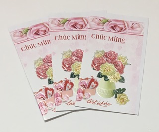 Set 4 bưu thiếp hoa nổi