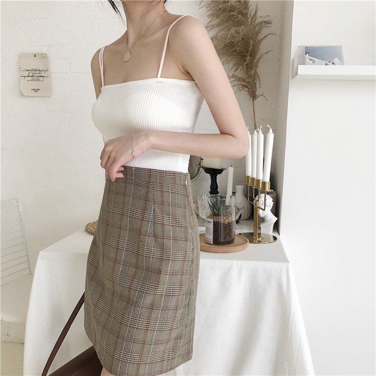 Áo Hai Dây Dệt Kim Màu Trơn Quyến Rũ Hợp Thời Trang Cho Nữ