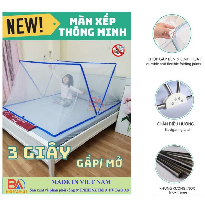 [RẺ VÔ ĐỊCH] Màn Xếp Thông Minh Gấp Gọn Khung Inox 304 Cao - Màn Gấp Thông Minh Có Cửa