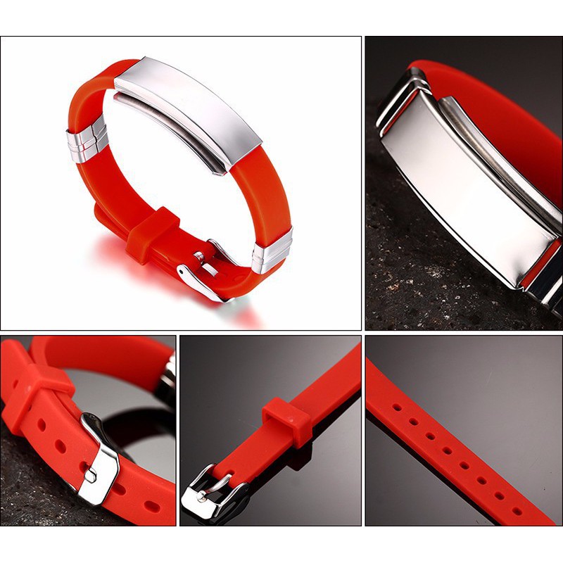 Vòng tay thời trang nam nữ dây đeo đồng hồ bảng trơn inox không đen