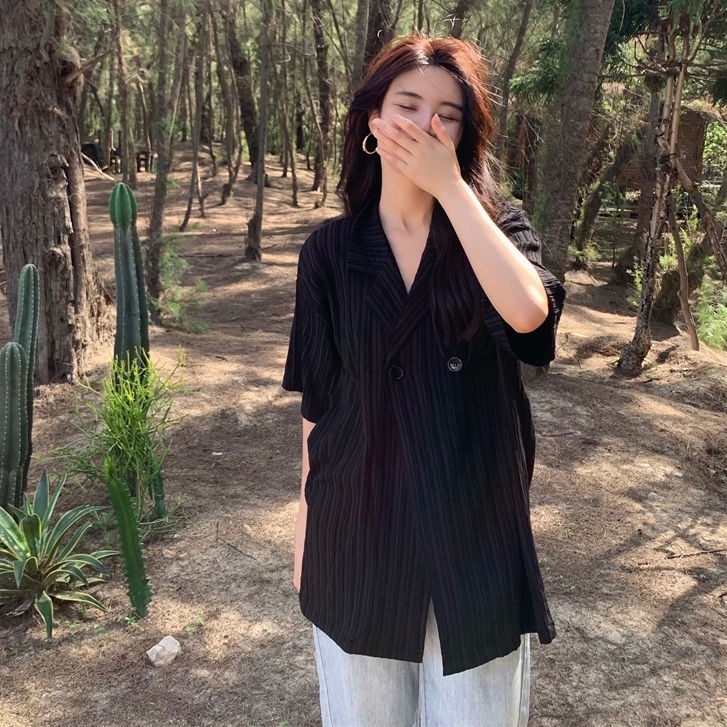 「 WELOVE1 」Áo Sơ Mi Tay Ngắn Dáng Rộng Thiết Kế Mới Thời Trang Mùa Hè Phong Cách Hàn Quốc Trẻ Trung Cho Nữ