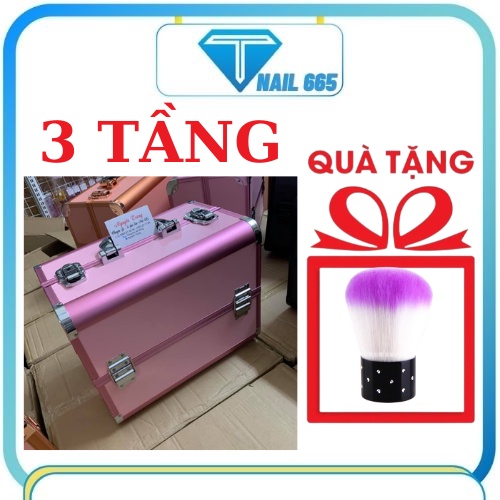 Cốp nhôm 3 tầng , Cốp đựng đồ nail mi , dụng cụ trang điểm phun xăm mỹ phẩm