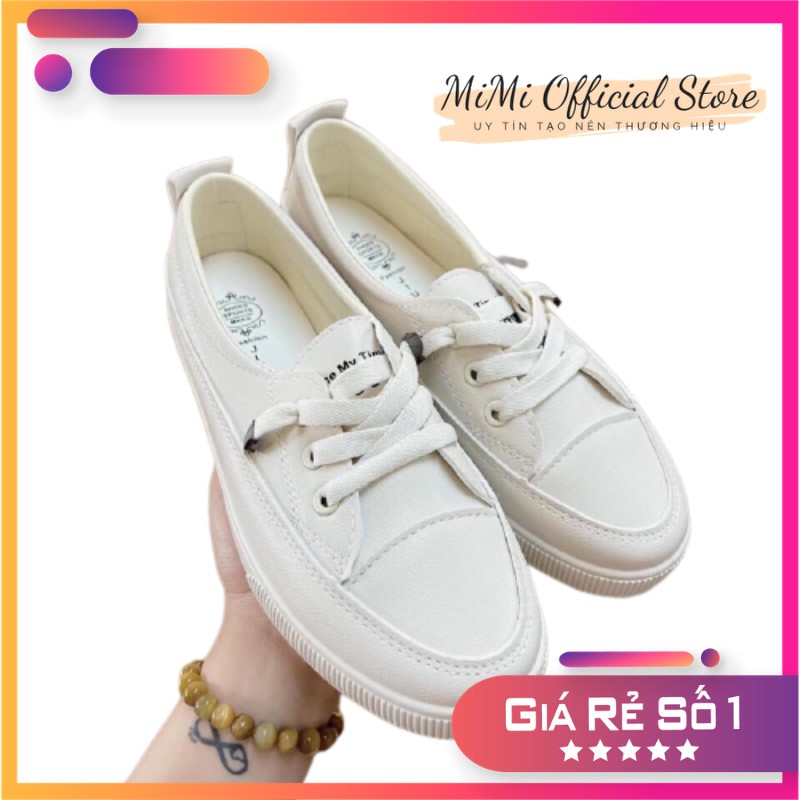 Giày slip on nữ da PU đế độn Giày lười thể thao nữ mùa hè Giày dáng basic phong cách Hàn Quốc