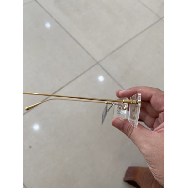 Gọng kính khoan không viền Titanium nguyên chất mạ vàng Dunhill
