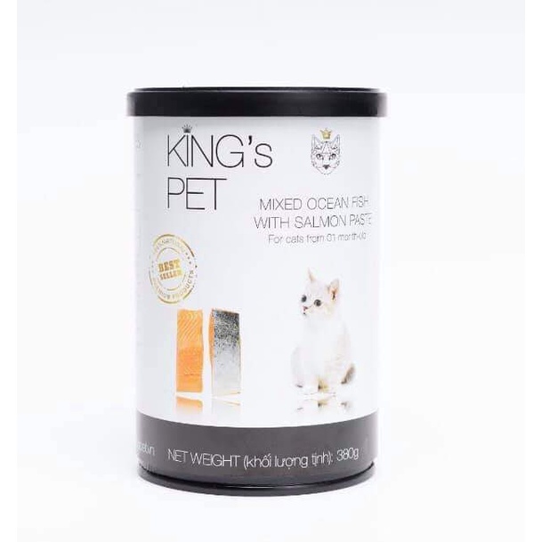 Pate King pet dành cho mèo chó từ 1 tháng tuổi, lon 380g