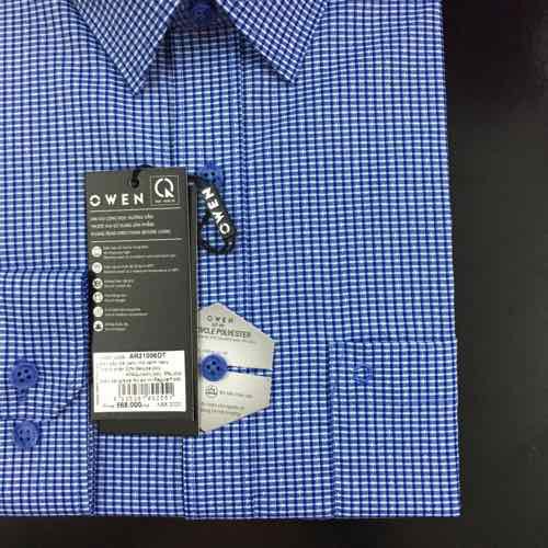 Áo Sơ Mi Nam Dài Tay Owen AR21006DT Somi Công Sở Cao Cấp Màu Kẻ Caro Xanh Navy Dáng Suông Có Túi Vải Sợi Bạch Đàn Mềm Má | BigBuy360 - bigbuy360.vn