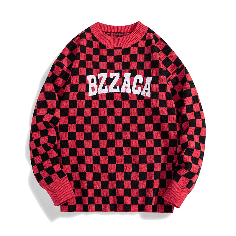 áo len nam nữ form rộng caro cổ tròn Dáng Rộng Phong Cách Hàn Quốc Thời Trang Thu Đông Dành Cho Nam Áo Sweater áo len đen