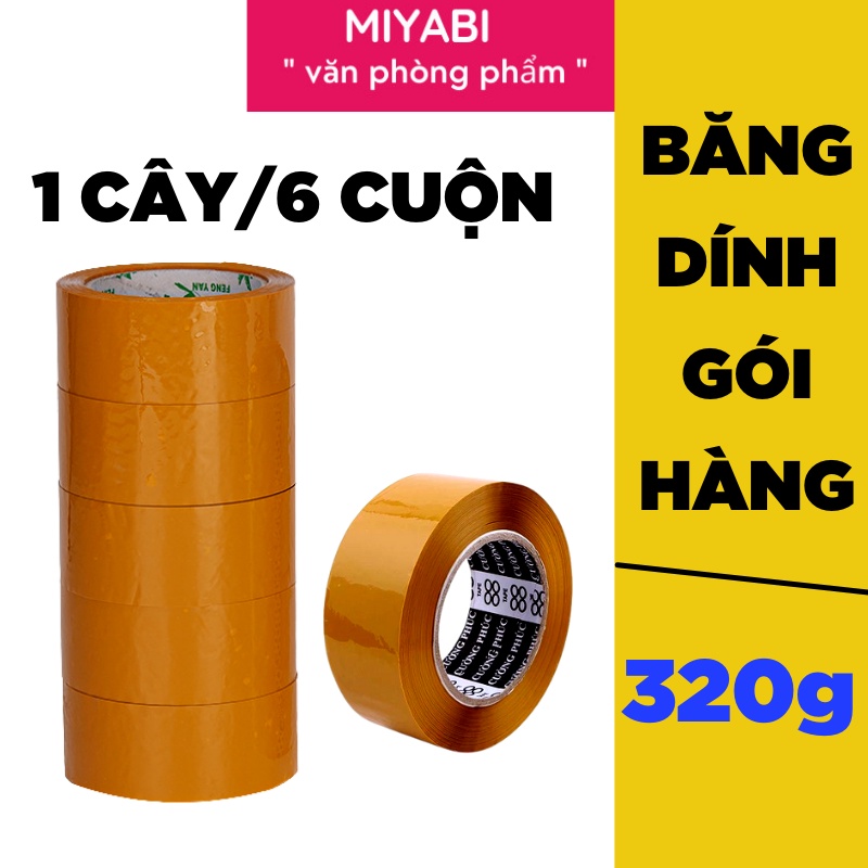 Cây Băng dính đóng hàng khổ to loại dày trung(cây 6 cuộn)