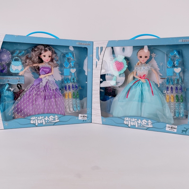 Bộ Đồ Chơi Búp Bê Thay Váy Kèm Phụ Kiện-Búp Bê Elsa&Anna-công chúa băng giá❄️