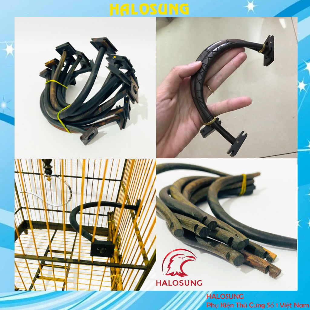 Cầu đứng chim Halosung cầu chim chào mào cầu góc gỗ phụ kiện lồng chim PK47