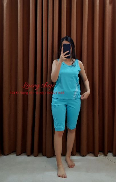 Bộ mặc nhà Winny áo sát nách quần lửng cotton SJ1009N Giá 378.000đ