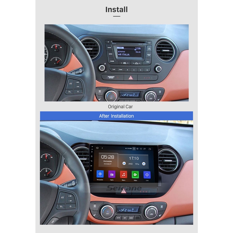 Mặt dưỡng màn hình DVD android 9” 10” HYUNDAI I10 2007-2012 2013-2020 2021 cắm jack nguồn Zin