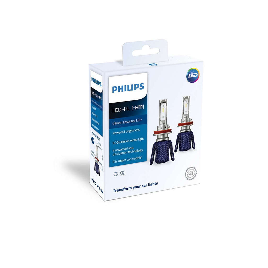 Đèn pha Philips Ultinon Essential LED chân H4 - H7 - H11 - HB3/4 - HS1 12V/17W - 6000K - Tăng sáng 100%