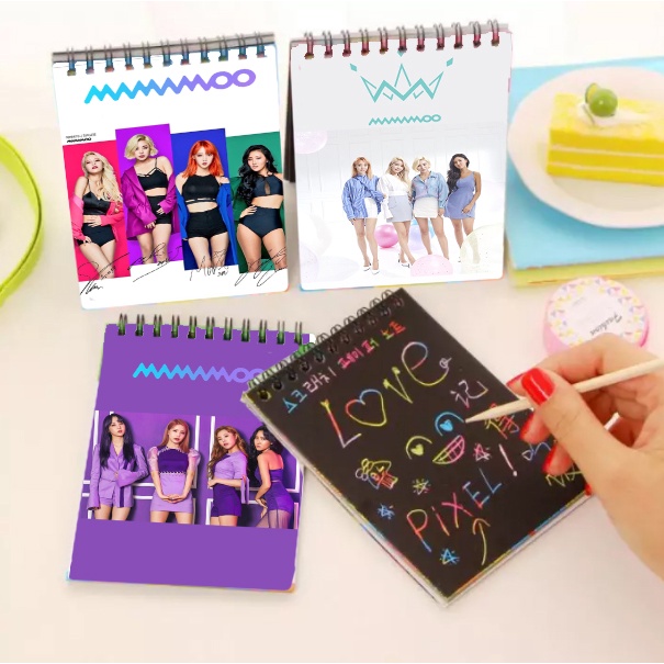 Sổ cào vẽ GOT7 ITZY MAMAMOO RED VELVET giấy đen SC30 14cm *10 cm sổ cào cute dễ thương