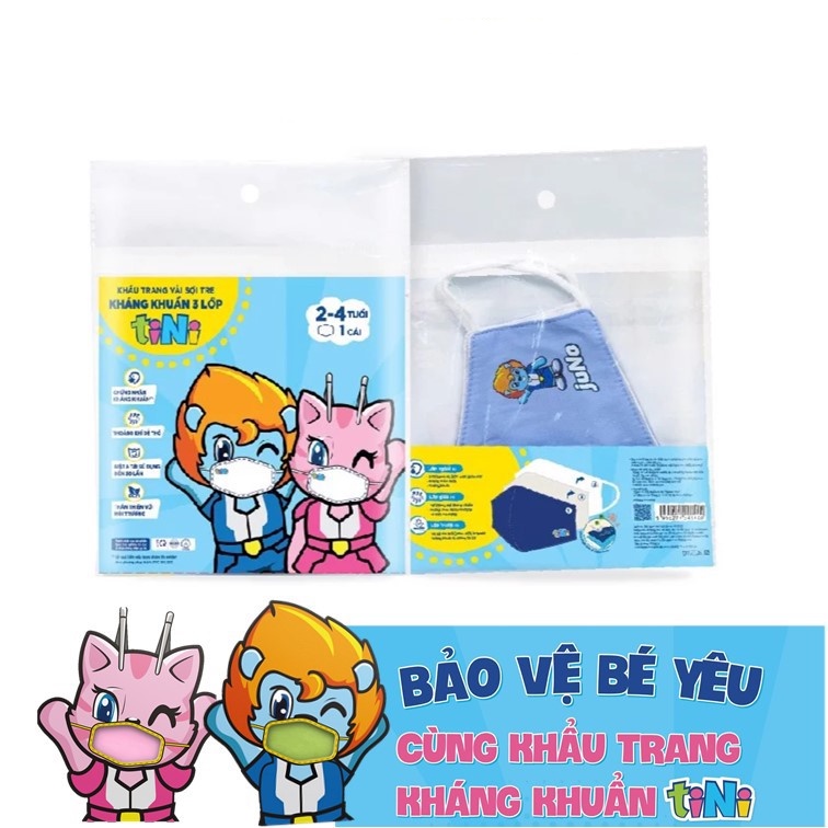 Khẩu Trang Vải cho Bé Green Shield-Vải Sợi Tre 3 Lớp Kháng Khuẩn-Size 2-4 tuổi/ 4-10 tuổi-Đạt tiêu chuẩn xuất USA
