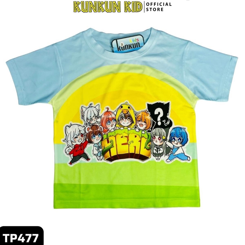Đồ bộ thun lạnh cộc tay in 3d cho bé trai và bé gái hình hero team size đại từ 10kg-60kg Kunkun Kid TP477
