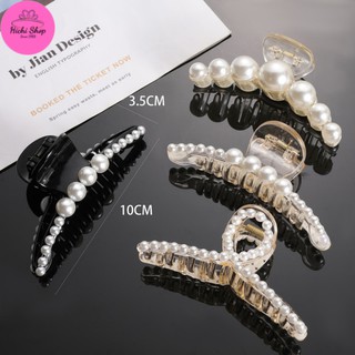 Kẹp càng cua bằng nhựa, cặp tóc dài gắn châu bản to, ngoàm tóc nữ thanh lịch Hichi shop