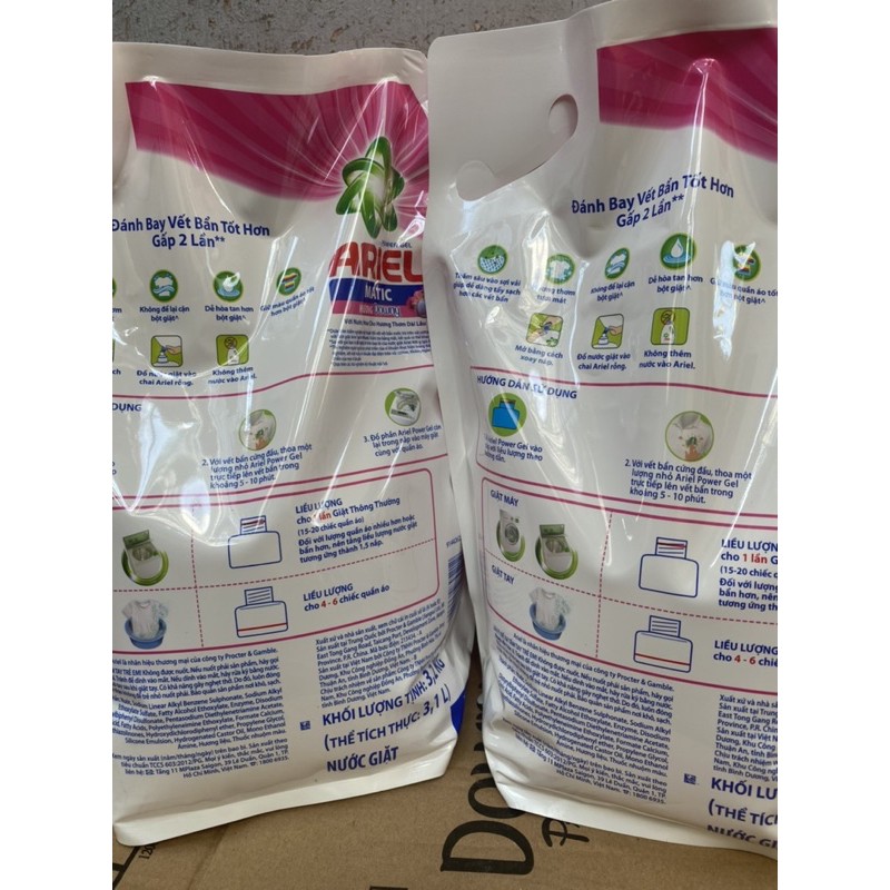 COMBO 2 Túi Nước Giặt Ariel Hương Downy 3,2kgX2 (Mầu hồng)