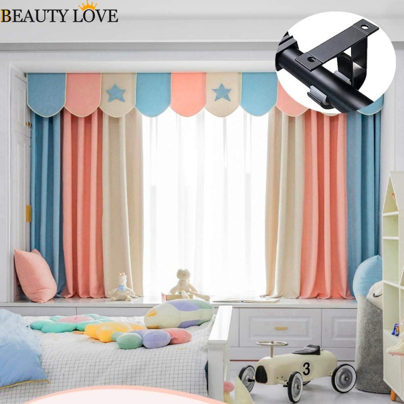 [Mới] Giá Đỡ Thanh Treo Rèm Cửa Bằng Hợp Kim Nhôm Đôi / Đế Cố Định Bằng Kim Loại Bền Chắc