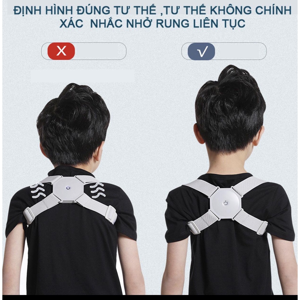 Đai Chống Gù Lưng Cảm Biến Rung Thông Minh - Thiết Bị Đeo Điện Tử Chống Gù Lưng Cho Trẻ Em, Người Lớn, Kèm Dây Sạc USB