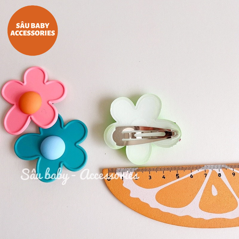 Kẹp tóc hình bông hoa nhựa ngọt ngào phong cách Hàn Quốc cho bé