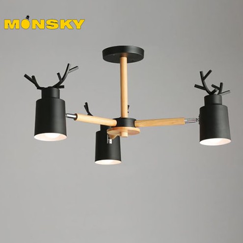 Đèn chùm MONSKY MATASI sừng hươu 3 tay trang trí nội thất hiện đại, sang trọng - kèm bóng LED chuyên dụng.