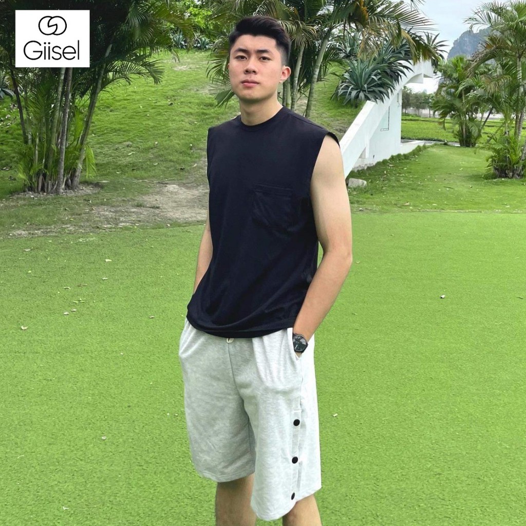 Áo  TANKTOP 3 lỗ thể thao cotton TRƠN CÓ TÚI Unisex Basic Tee phông nam nữ oversize form rộng phong cách Hàn Quốc GIISEL