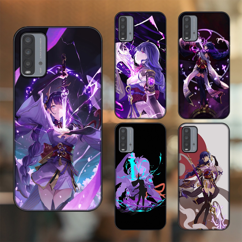Ốp lưng Xiaomi Redmi 9T viền đen in hình Raiden Shogun Genshin Impact