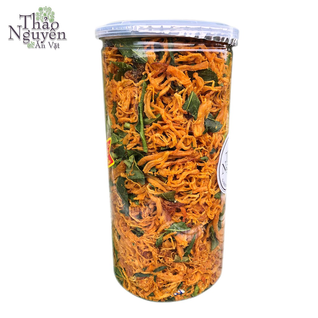 500gr Khô gà lá chanh loại cay thơm ngon đóng hộp đẹp có thể làm quà biếu Thảo Nguyên | BigBuy360 - bigbuy360.vn