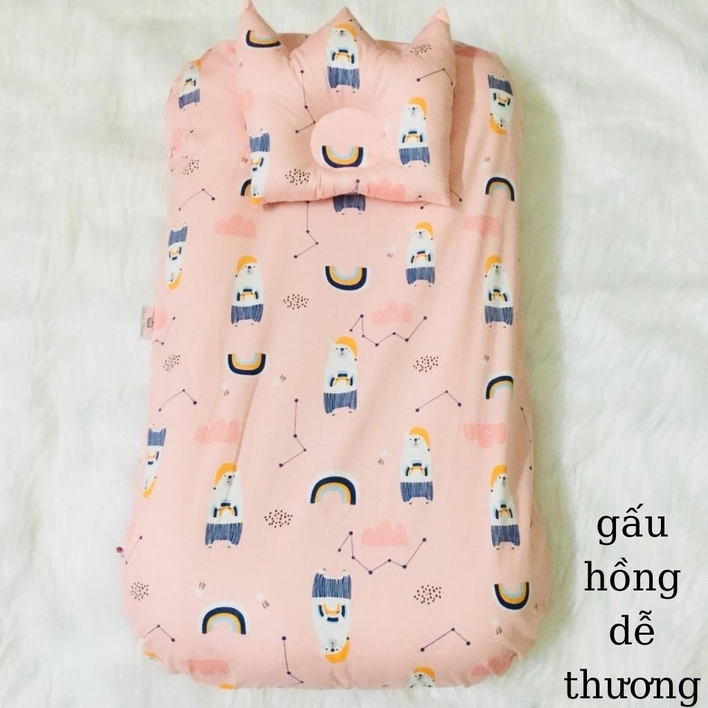 Đệm ngủ thông minh ❤️BẢO HÀNH❤️ Nệm ngủ di động MONMON cho bé chất cotton thoáng mát