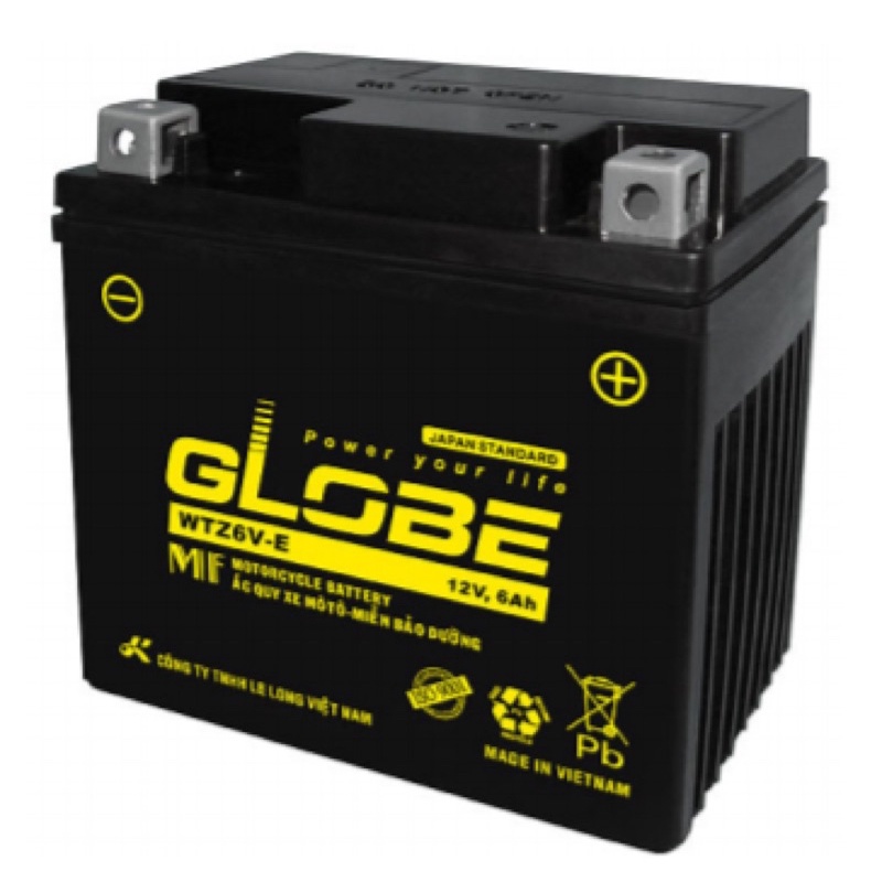 Ắc quy Globe WTZ6V(12V-5.3Ah) dùng cho xe Airblade125,Shmode,Lead,Vision,Sh việt nam,