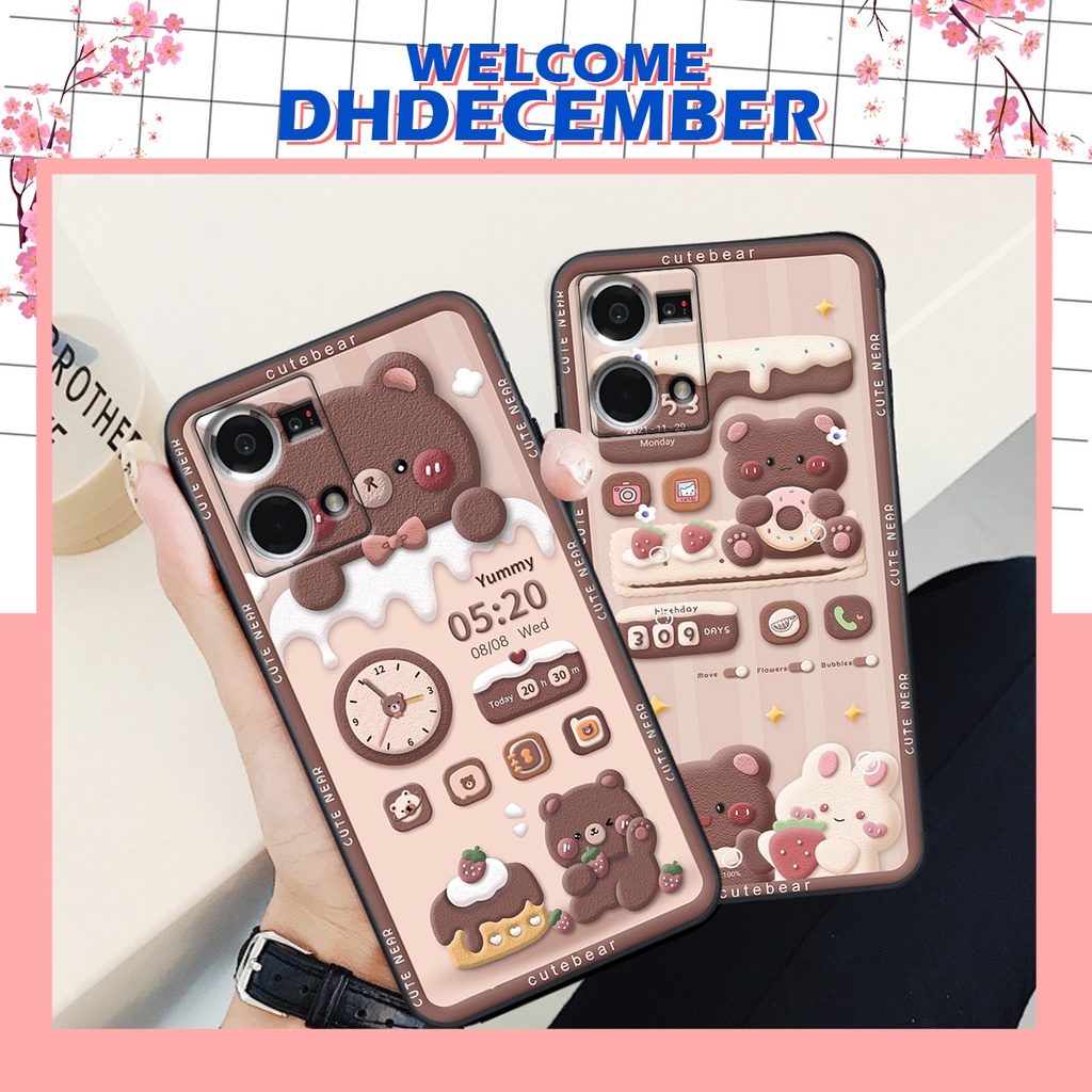 Ốp lưng Oppo RENO 8 4G - BẢO VỆ CAMERA in hình 3D GẤU HỒNG-GẤU BE3R -XINH XẺO CỰC ĐẸP