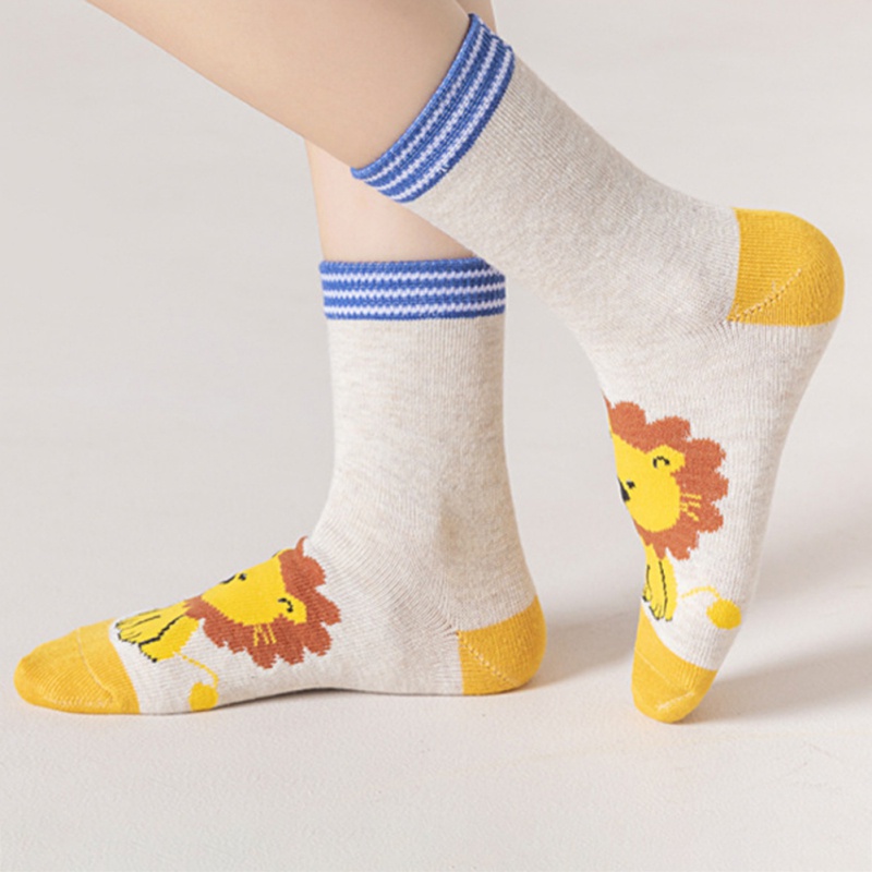Set 5 đôi vớ cotton mềm mại thoáng khí họa tiết hoạt hình thời trang cho trẻ em