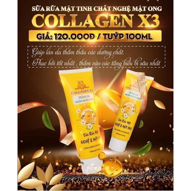 [Chính Hãng] Sữa Rửa Mặt Nghệ Mật Ong Collagen X3 Đông Anh Chính Hãng
