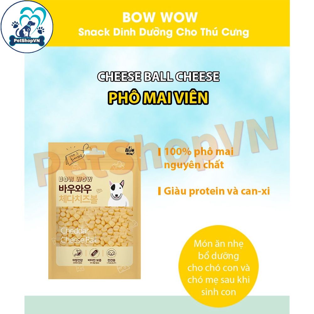 Phô Mai Viên Cho Chó Mèo BOWWOW Túi 100G Vị Truyền Thống & Cà Rốt