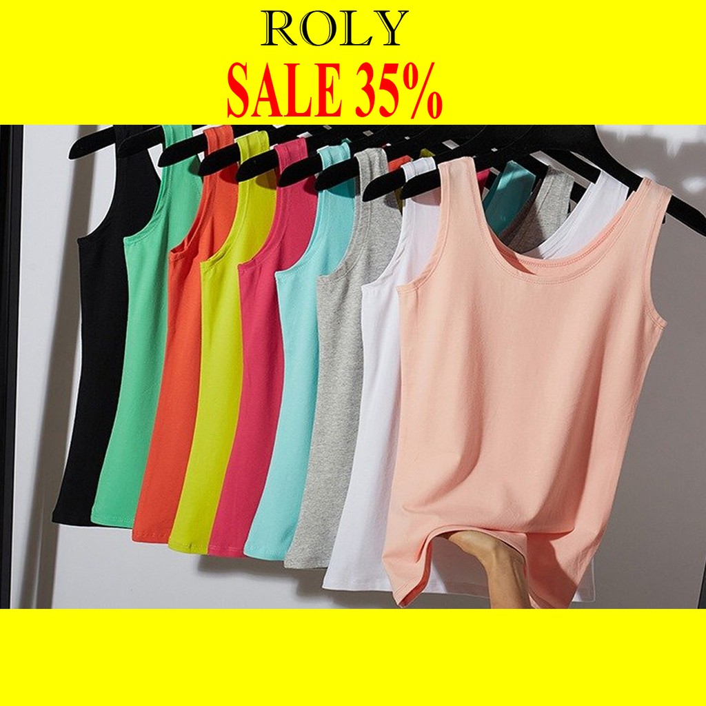 ROLY Áo Thun Ba Lỗ Nữ Cotton Cao Cấp Tập Thể Thao, Thấm Hút Mồ Hôi Thương Hiệu ROLY, Áo Sát Nách Nữ Tập Yoga