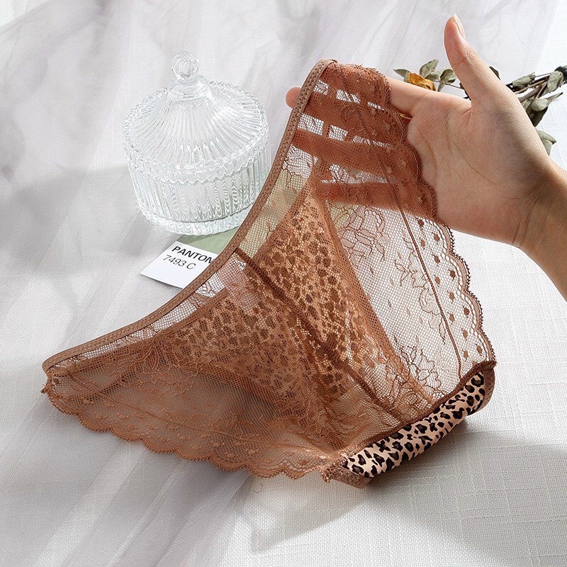Quần lót nữ cotton hoạ tiết da beo , quần lót ren sexy xuyên thấu 2352