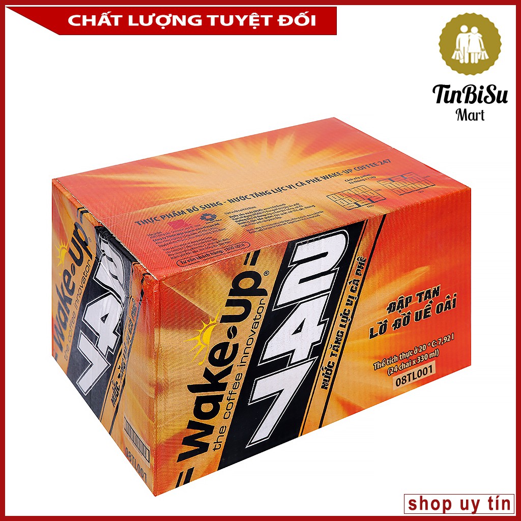 💥 Nước tăng lực Wake Up 247 vị cà phê 330ml (Lốc 6c, Thùng 24c)