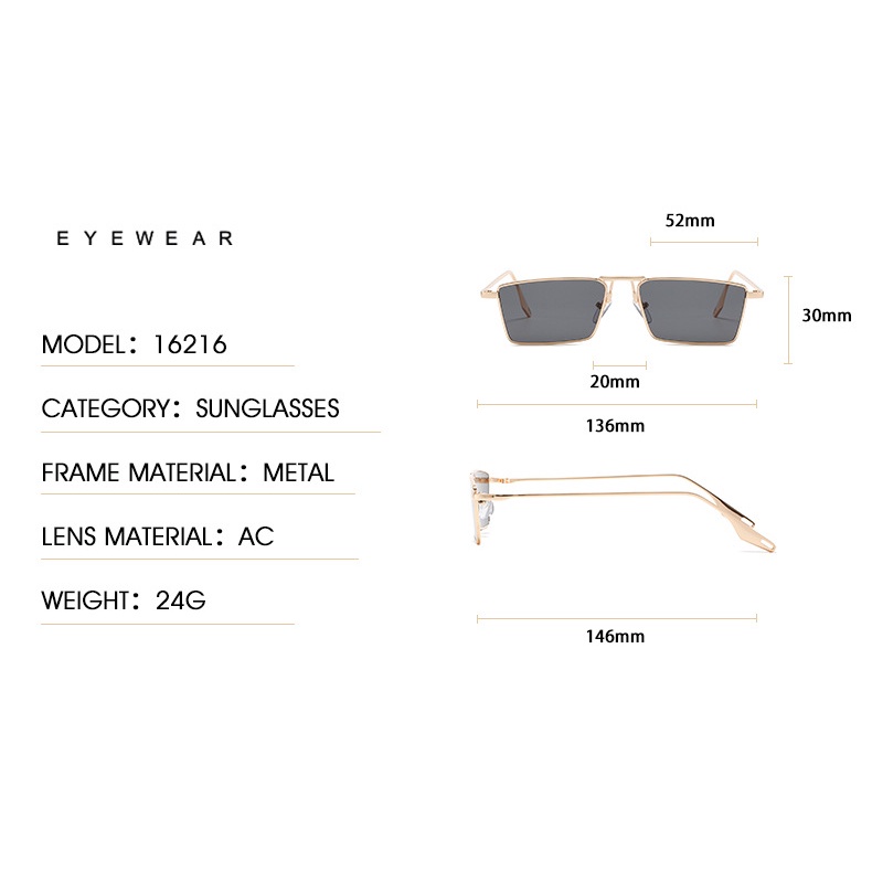 Kính Mát Hình Chữ Nhật Chống Tia UV400 Nhiều Màu Sắc Thời Trang Cho Nam Và Nữ