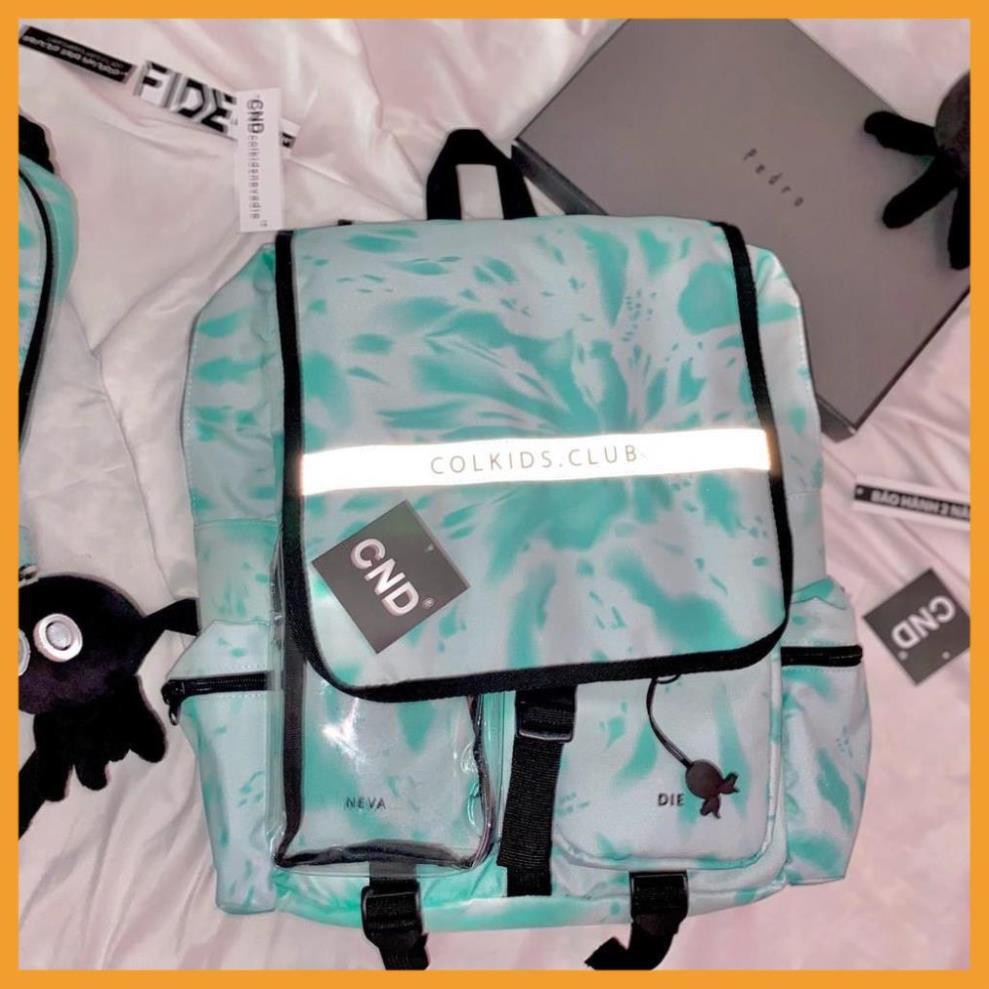Balo colkids ss3 custom đen hoa cúc xanh tie dye nam nữ đi hoc đi chơi