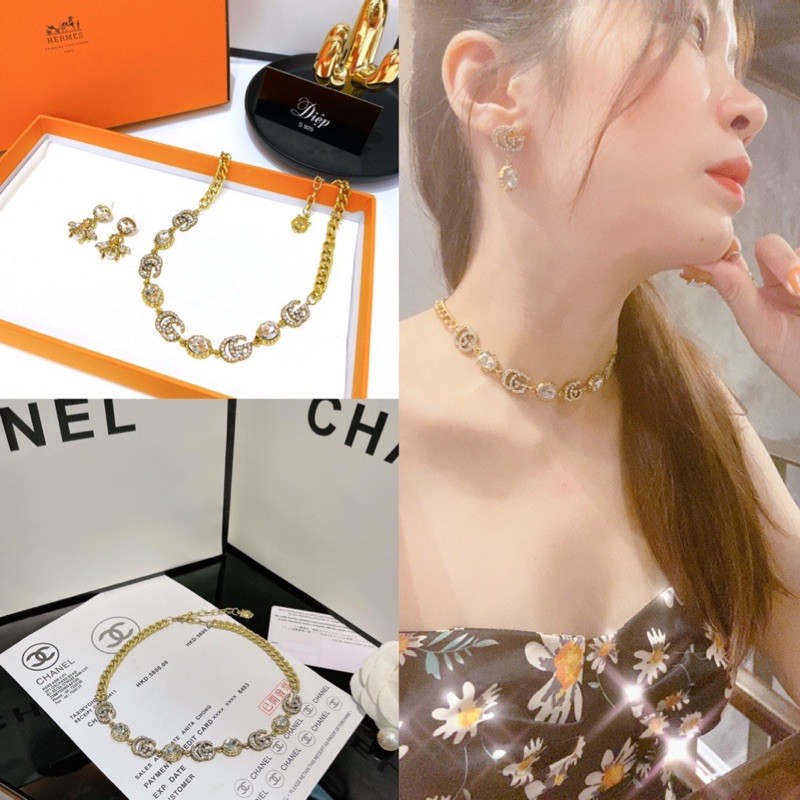 Choker guc! đính đá không bay màu sang chảnh