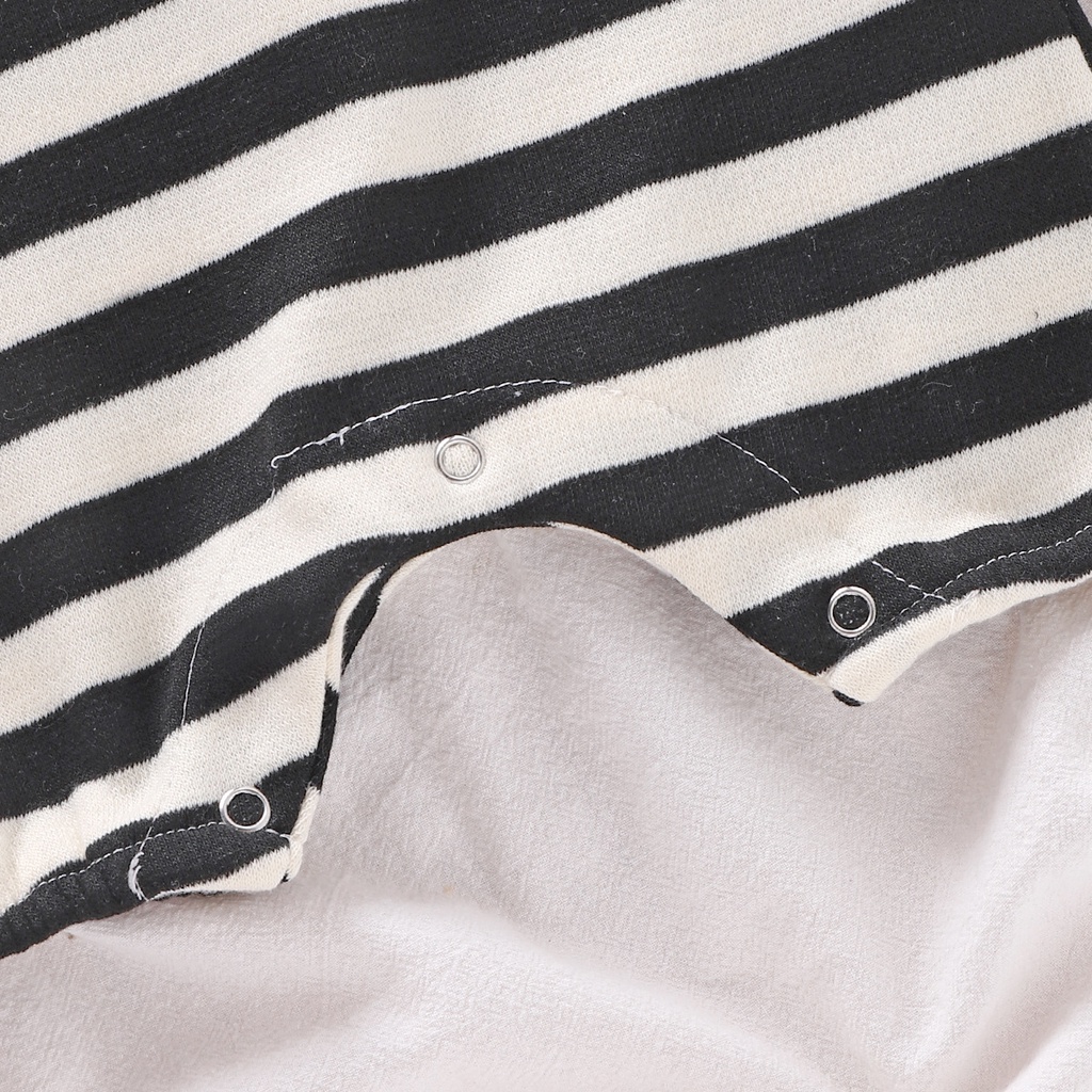 Bộ Áo liền quần Kẻ Sọc + Mũ Tai Thỏ Dễ Thương Cho Trẻ Sơ Sinh