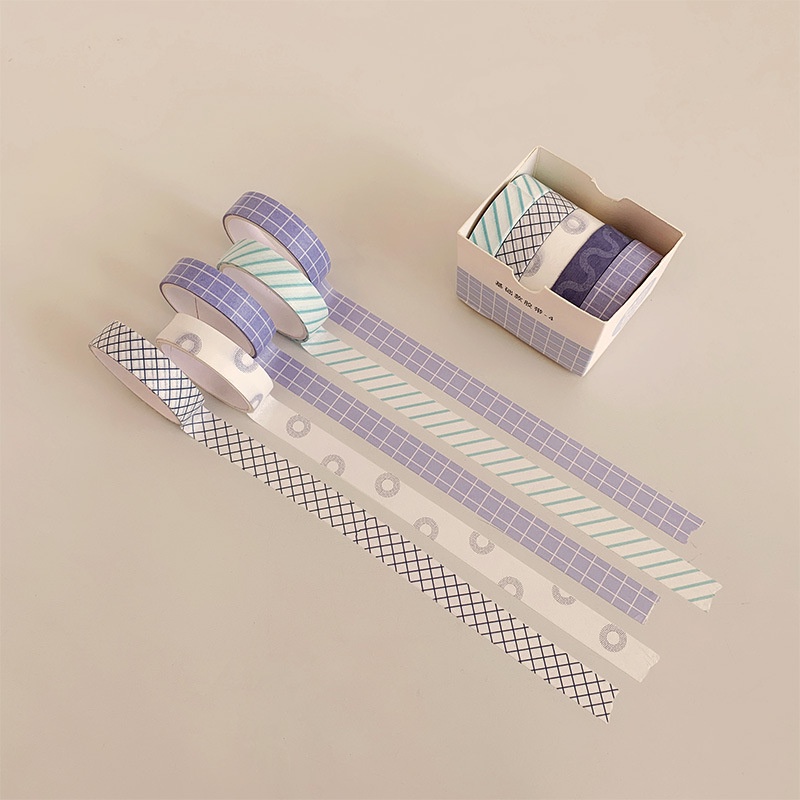 Set 5 Cuộn Băng Dính Washi Tape, Băng Dính Sticker Trang Trí Sổ Học Tập, Làm Quà Tặng Siêu Dễ Thương